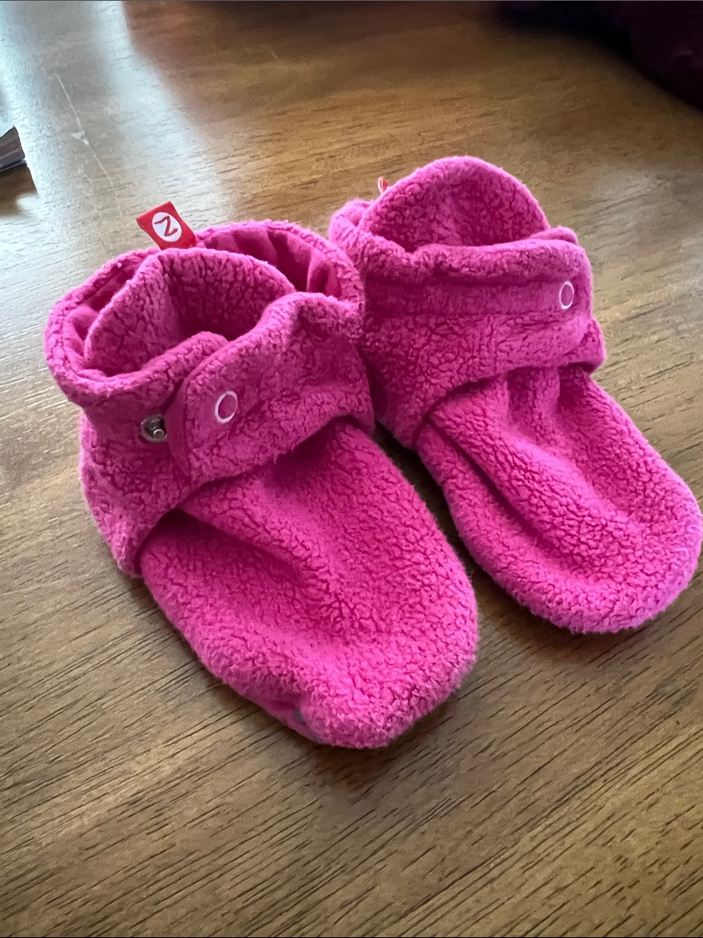Zutano Bright Pink Fleece Slippers (24 mo)